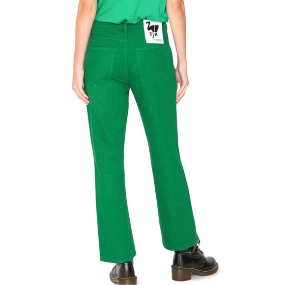 Free People • Sandrine Rose Kelly Green Denim Jeans - Picture 4 of 5